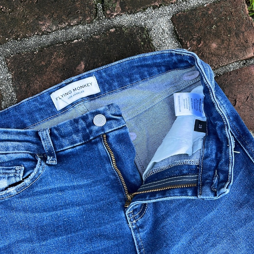 Flying monkey distressed mid-rise skinny blue jeans size 29 - Picture 5 of 6